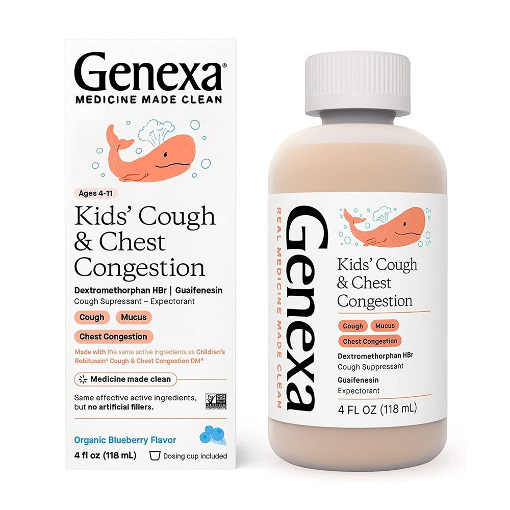 Genexa Kids Cough and Chest Congestion Medicine, Organic Blueberry Flavor, 4 Oz